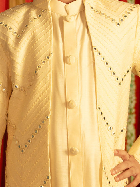 Vastramay Cream Mirror Baap Beta Combo Set